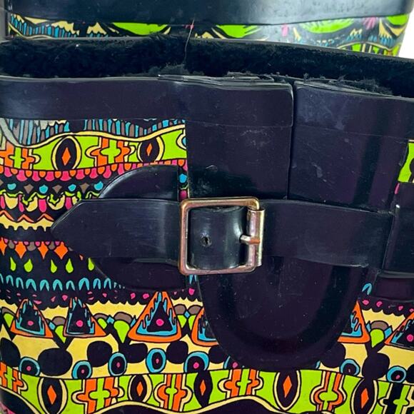 The Sak Sacroot Rain Boots Peace Love Boho Chunky Black Multi Women’s Size 7M - Picture 13 of 15